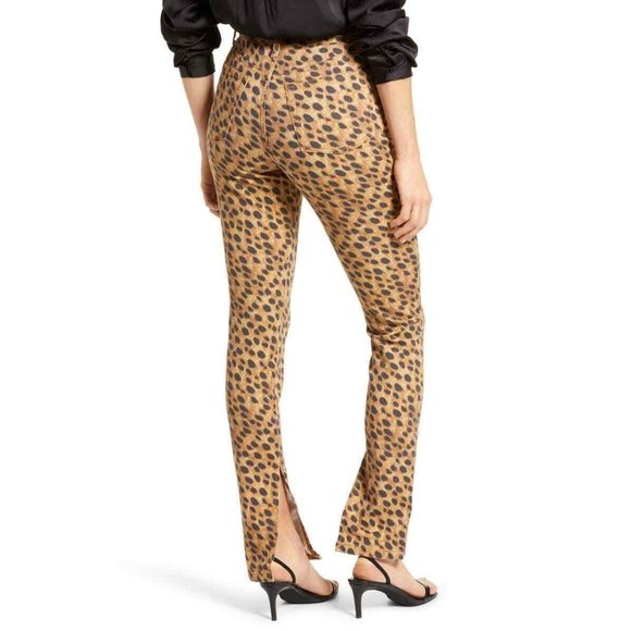 WeWorewhat Stiletto Split Hem Leopard Animal Print Skinny Jeans Size 27 - Picture 5 of 12